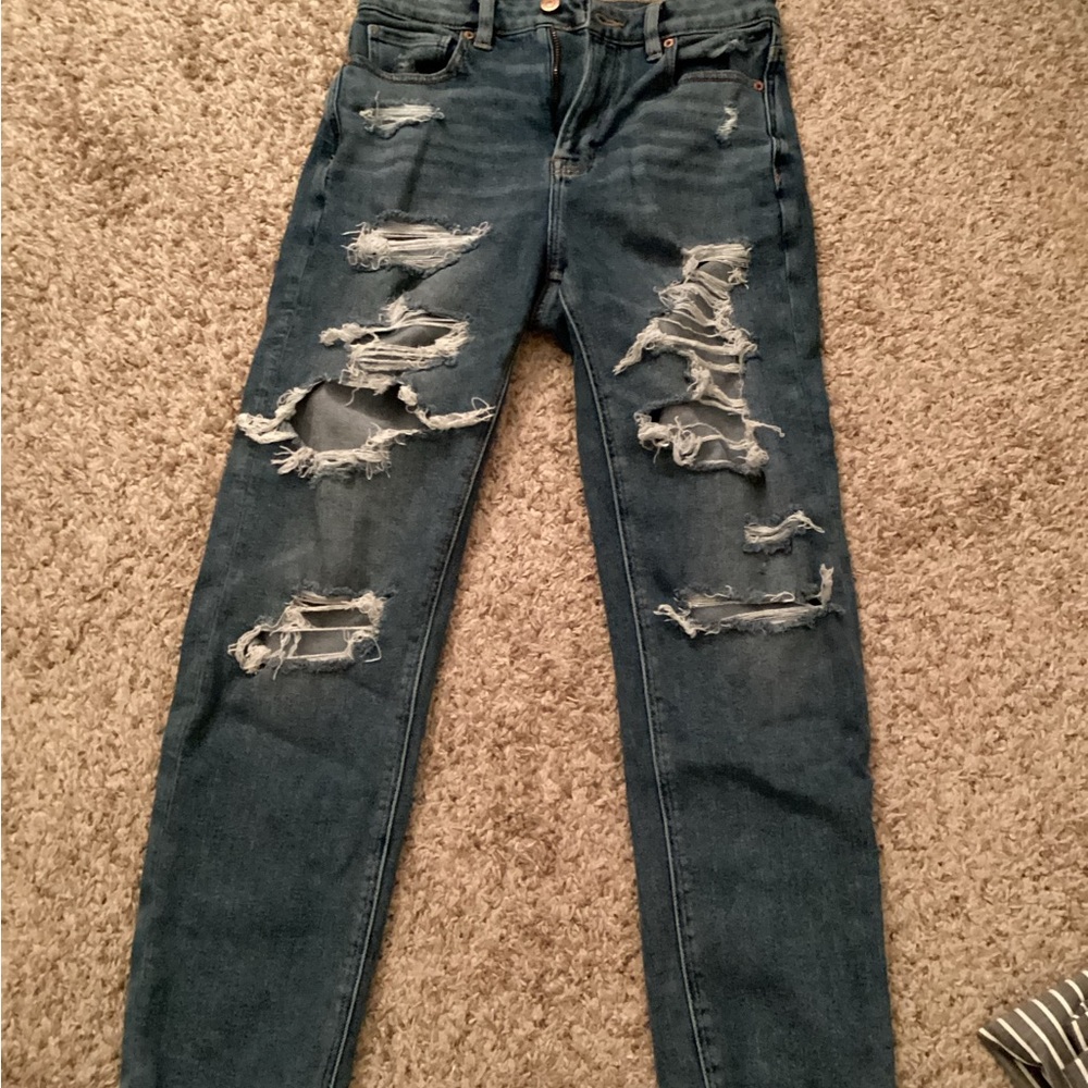 American Eagle Outfitters Blue Skinny Distressed Jeans